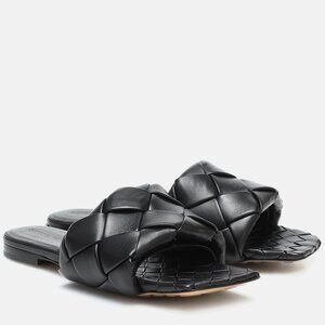 NIB$1350 BOTTEGA VENETA Lido Intrecciato-Woven Leather Flat Sandals Mules 36 6